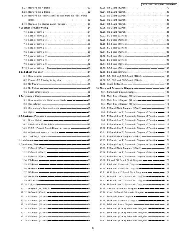 Сервисная инструкция Panasonic TH-37PX50U, TH-42PX50U, TH-50PX50U