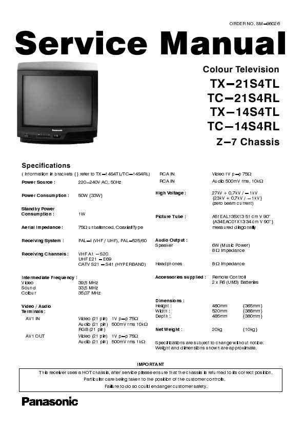 Сервисная инструкция Panasonic TX-14S4TL, TX-21S4TL