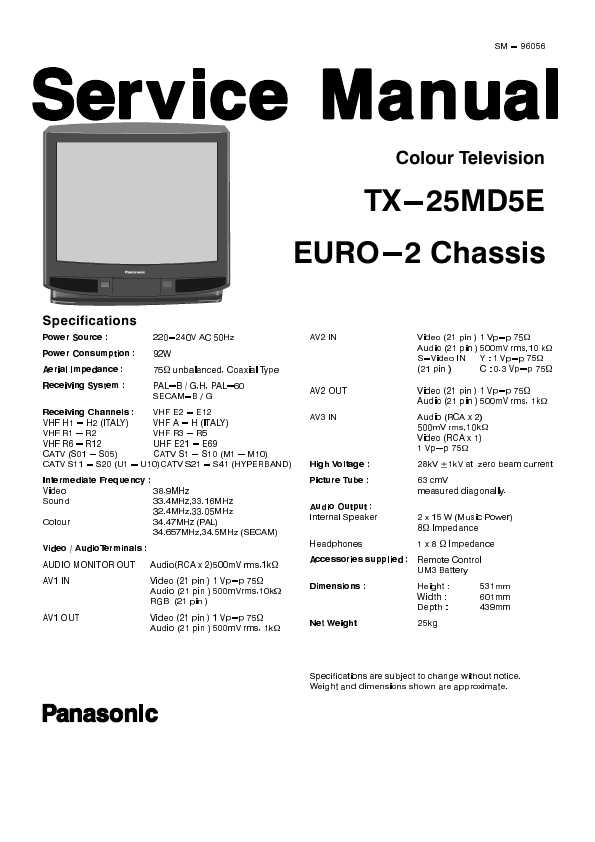 Сервисная инструкция Panasonic TX-25MD5E