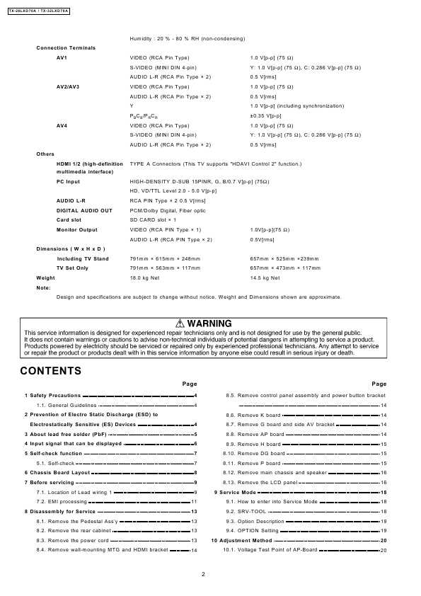 Сервисная инструкция Panasonic TX-26LXD70A, TX-32LXD70A