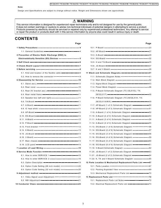 Сервисная инструкция Panasonic TX-26LX1, TX-32LX1