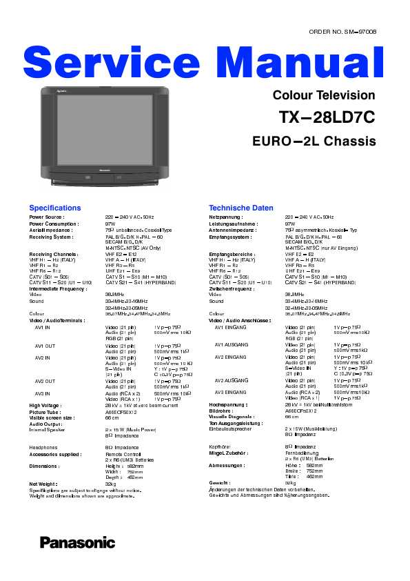 Сервисная инструкция Panasonic TX-28LD7C