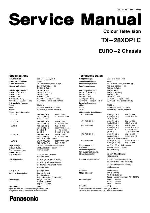Сервисная инструкция Panasonic TX-28XDP1C