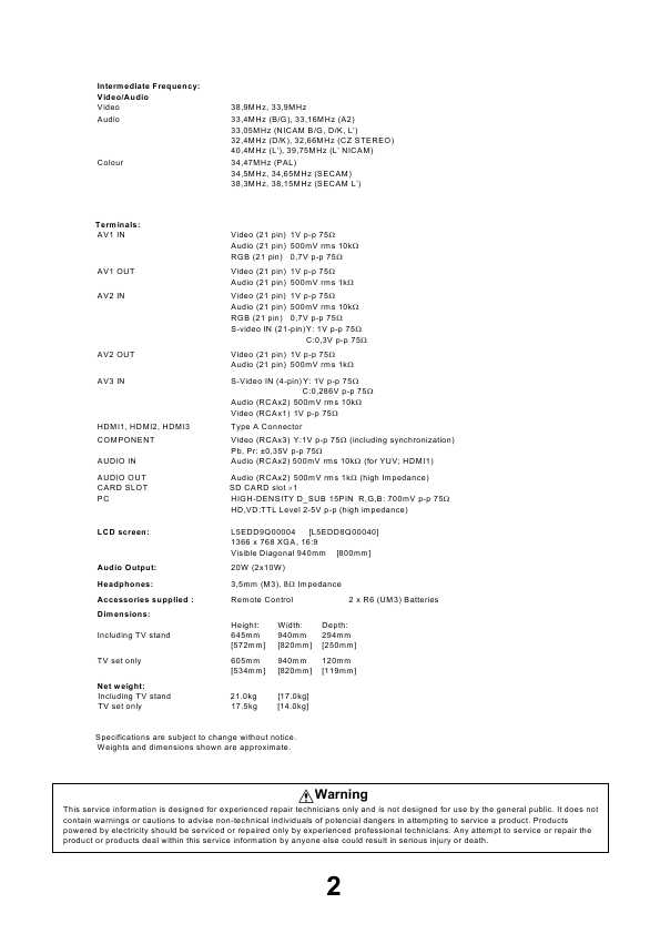 Сервисная инструкция Panasonic TX-32LX85, TX-37LX85, TX-R32LX85, TX-R37LX85, GLP23