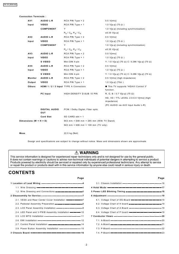 Сервисная инструкция Panasonic TX-37LZD81AZ