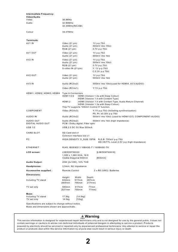 Сервисная инструкция Panasonic TX-L32D25B, TX-L32D26B, TX-L37D25B, LA02