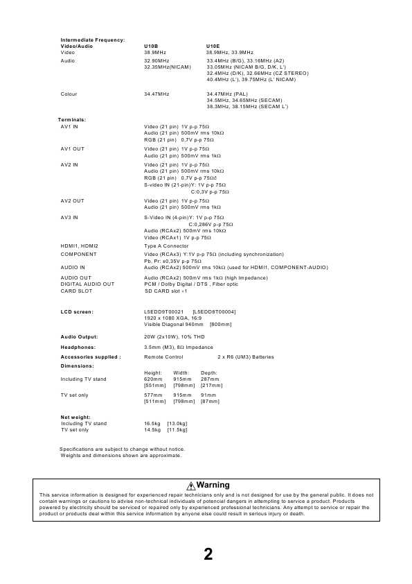 Сервисная инструкция Panasonic TX-L32U10, TX-L37U10, GLP24-Chassis