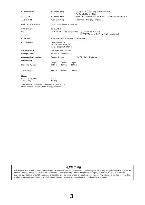 Сервисная инструкция Panasonic TX-L37G15, LH89-Chassis