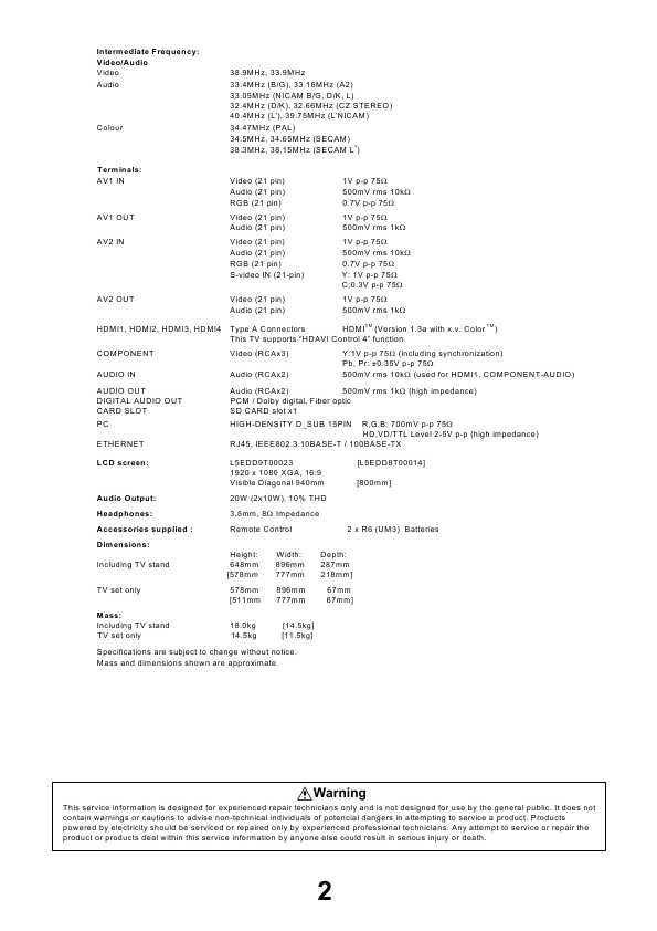 Сервисная инструкция Panasonic TX-LR32V10, TX-LR37V10, LH89-Chassis