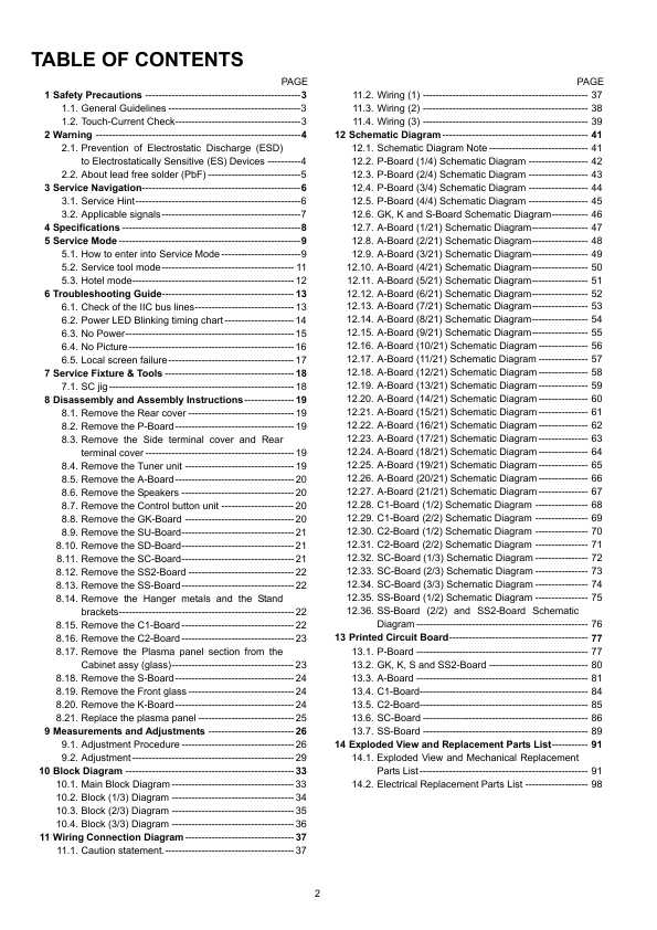 Сервисная инструкция Panasonic TX-P42C10B, E