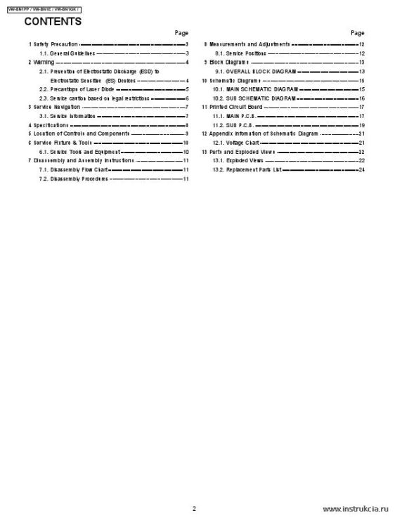 Сервисная инструкция PANASONIC VW-BN1E