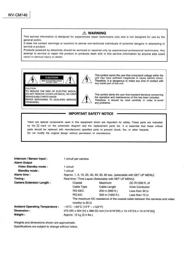 Сервисная инструкция Panasonic WV-CM146