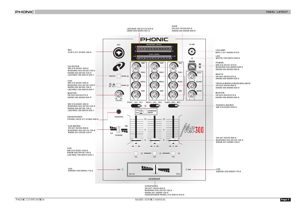 Сервисная инструкция Phonic MX-300, V2.1