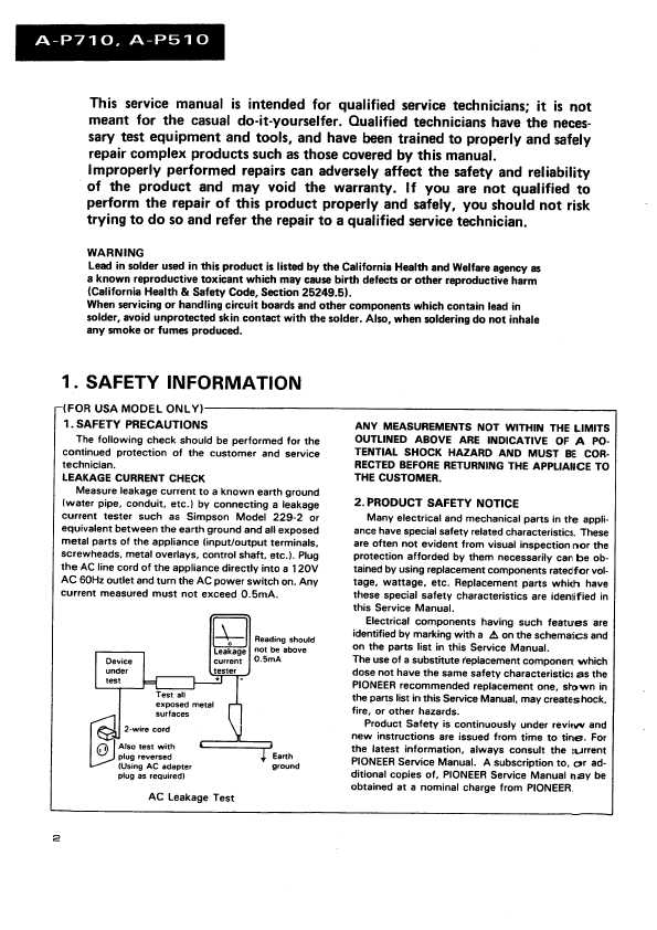 Сервисная инструкция Pioneer A-P510, A-P710