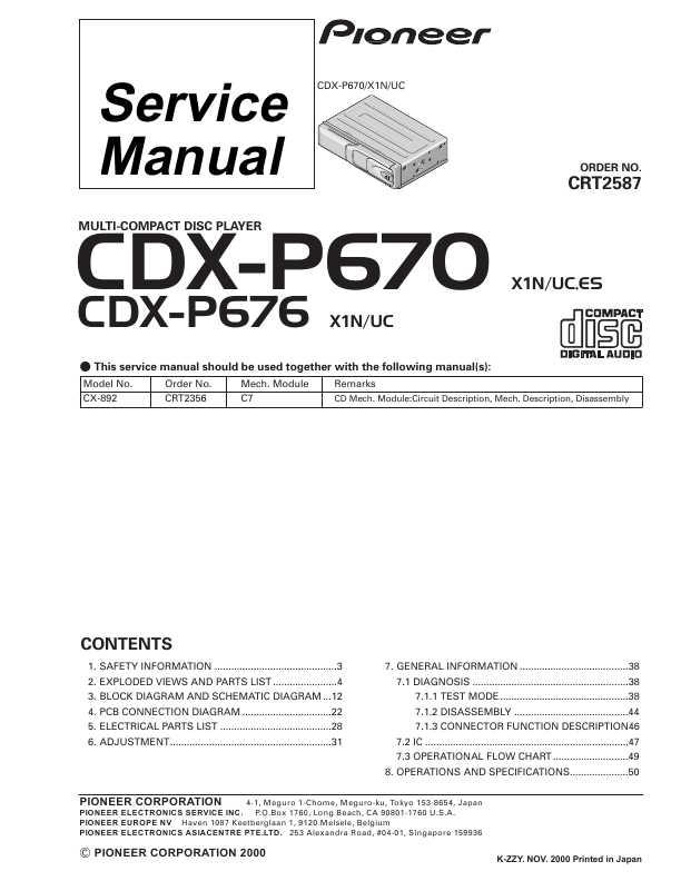 Сервисная инструкция Pioneer CDX-P680, CDX-P686