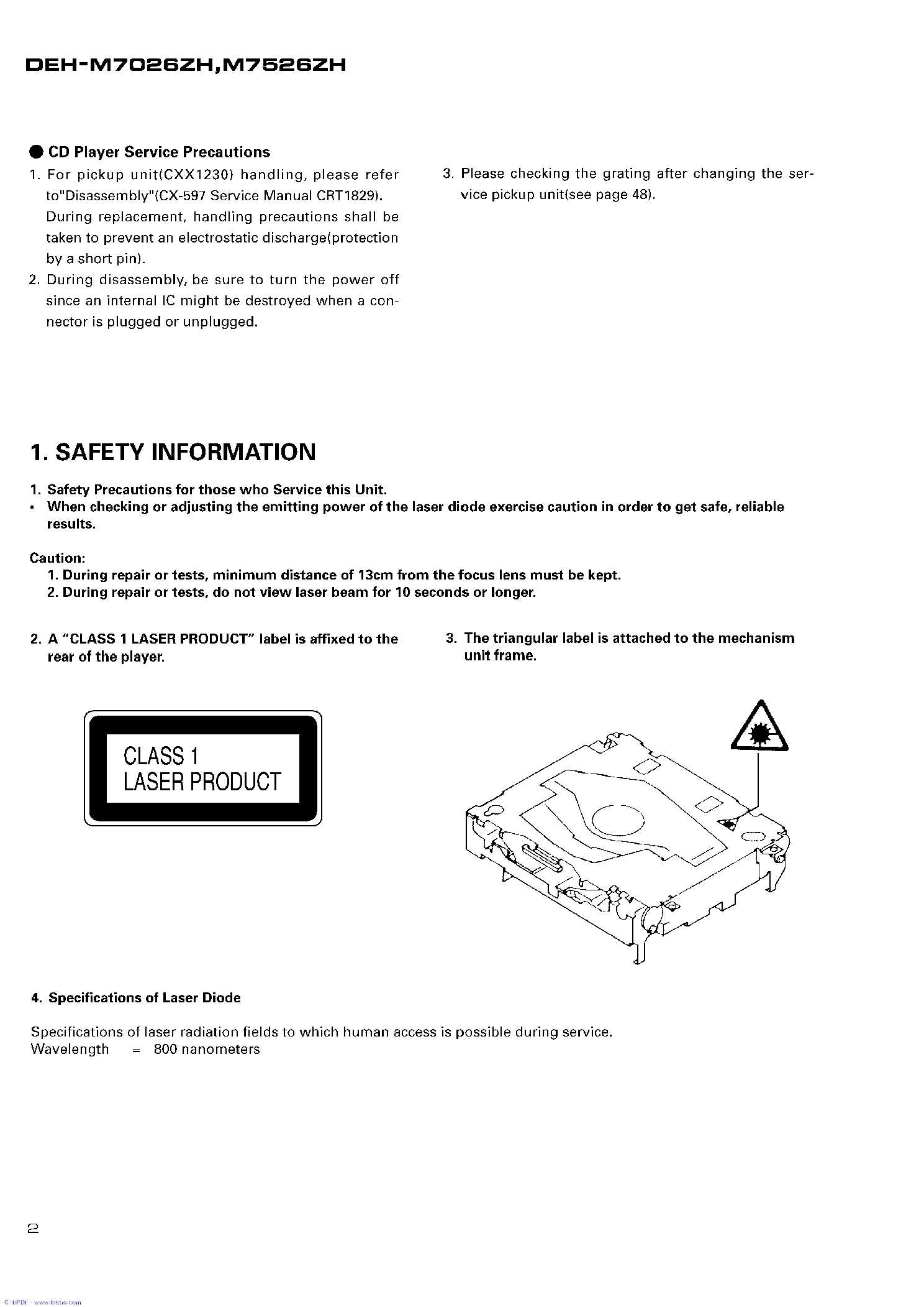 Сервисная инструкция Pioneer DEH-M7026, M7526