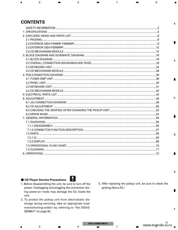 Сервисная инструкция Pioneer DEH-P450MP, DEH-P3550MP, DEH-P4500MP