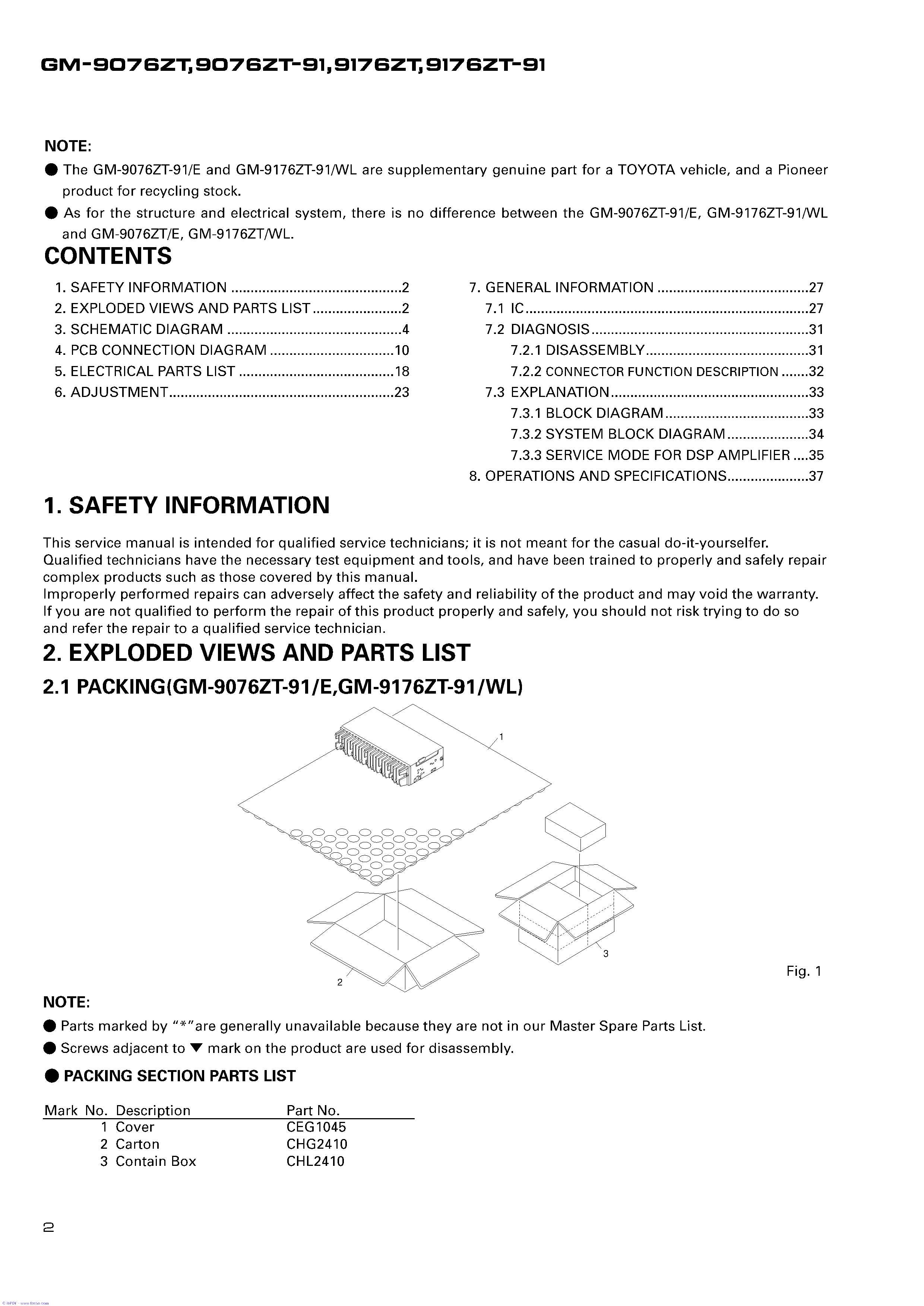 Сервисная инструкция Pioneer GM-9076, 9176