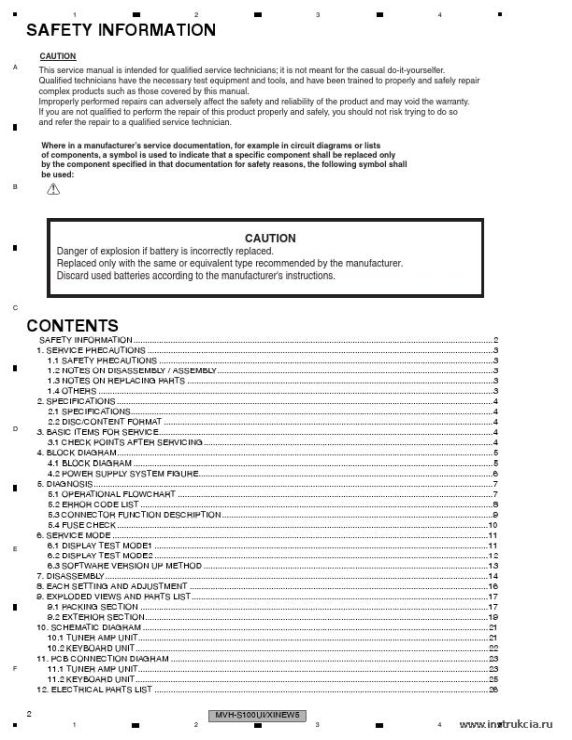 Сервисная инструкция PIONEER MVH-S100UI, S105UI, S109UI