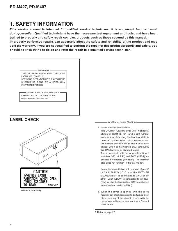 Сервисная инструкция Pioneer PD-M407, PD-M427