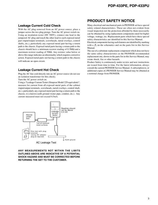 Сервисная инструкция Pioneer PDP-433PE, PDP-433PU