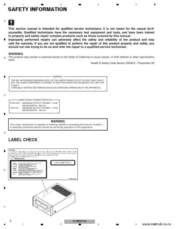Сервисная инструкция PIONEER X-HM21V, HM31V, HM41V, HM211V
