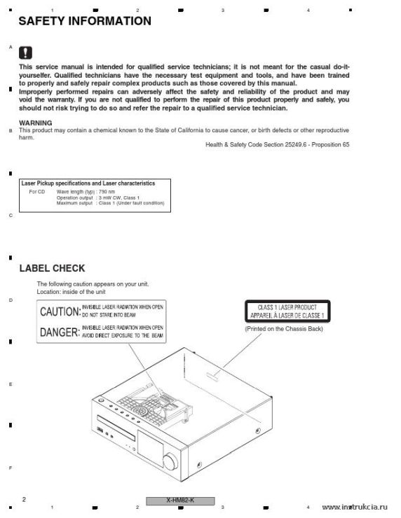 Сервисная инструкция PIONEER X-HM72, HM82, RRV4574