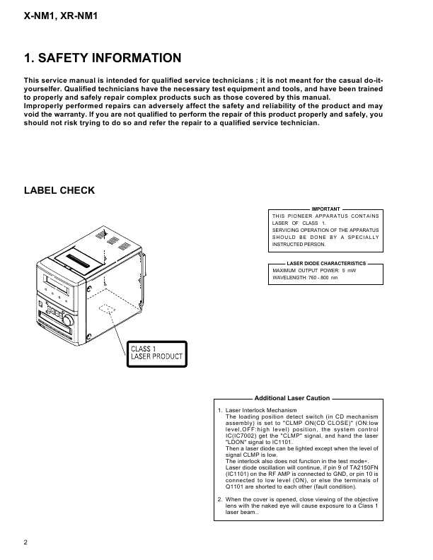 Сервисная инструкция Pioneer X-NM1, XR-NM1