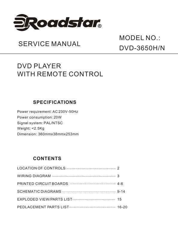 Сервисная инструкция Roadstar DVD-3650HN