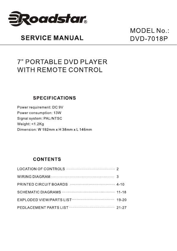 Сервисная инструкция Roadstar DVD-7018P