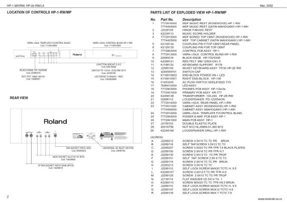 Сервисная инструкция ROLAND HP-1, 2E