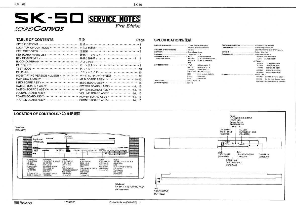Сервисная инструкция Roland SK-50, 50IV