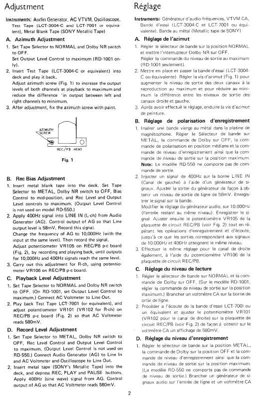 Сервисная инструкция Rotel RD-550, RD-1001