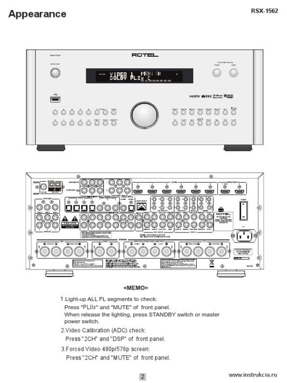 Сервисная инструкция ROTEL RSX-1562