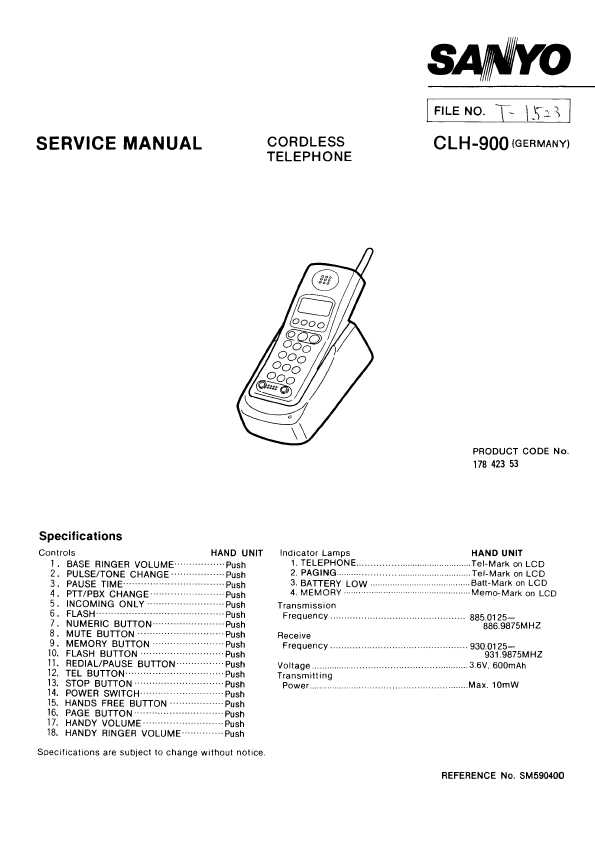 Сервисная инструкция Sanyo CLH-900