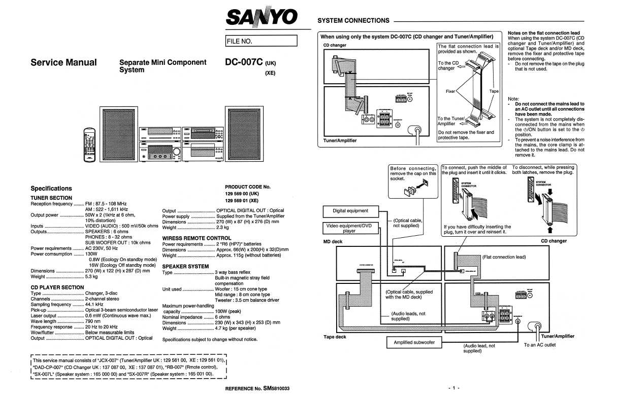 Сервисная инструкция Sanyo JCX-007