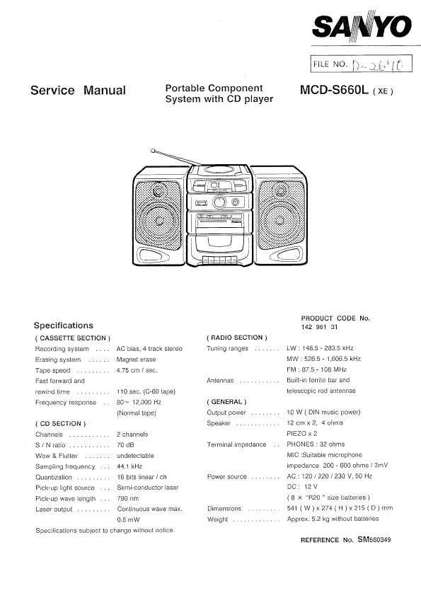 Сервисная инструкция Sanyo MCD-S660L