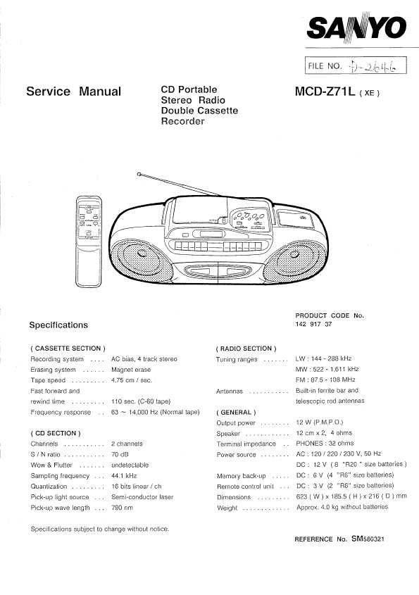 Сервисная инструкция Sanyo MCD-Z71L