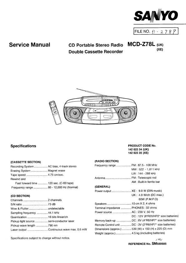 Сервисная инструкция Sanyo MCD-Z78L