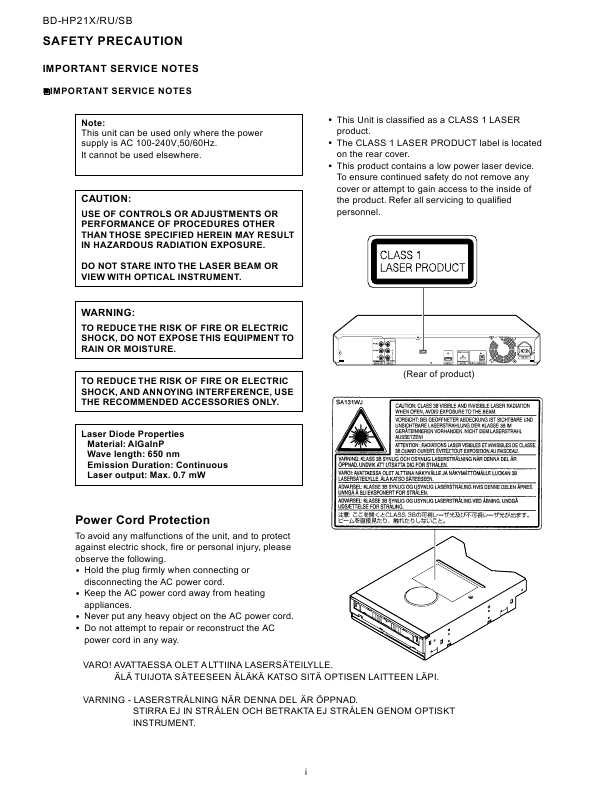 Сервисная инструкция Sharp BD-HP21RU