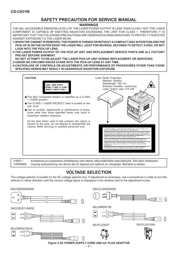 Сервисная инструкция Sharp CD-C831W