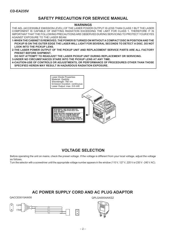 Сервисная инструкция SHARP CD-EA235V