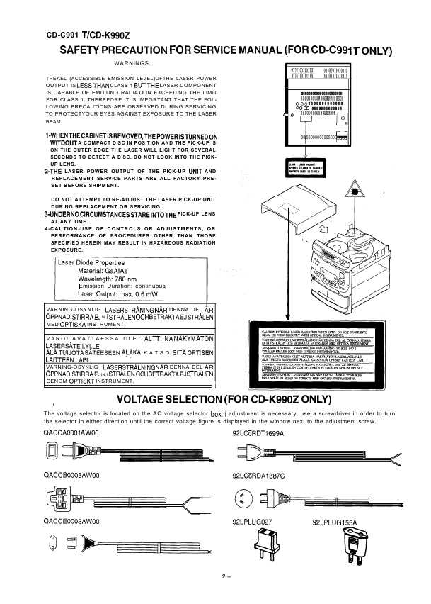 Сервисная инструкция Sharp CD-K990Z, CD-C991T
