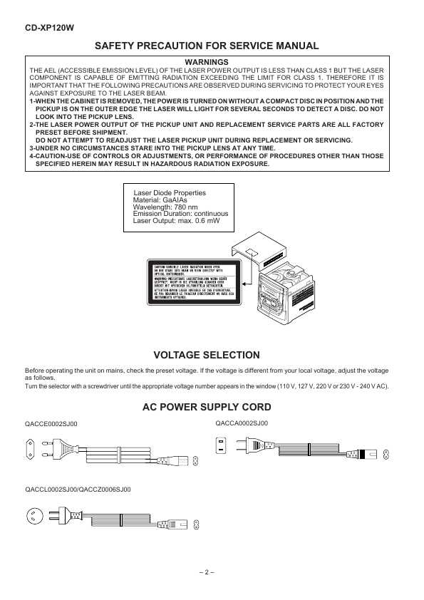 Сервисная инструкция Sharp CD-XP120W