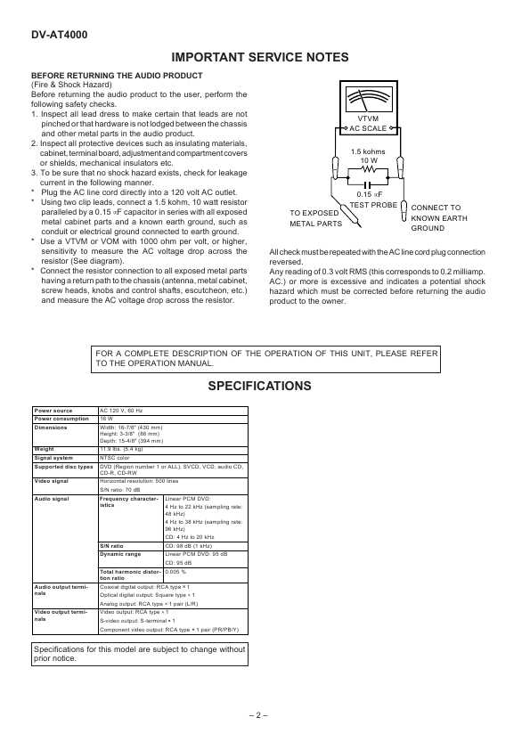 Сервисная инструкция Sharp DV-AT4000