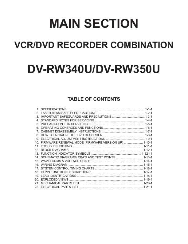 Сервисная инструкция Sharp DV-RW340U, DV-RW350U