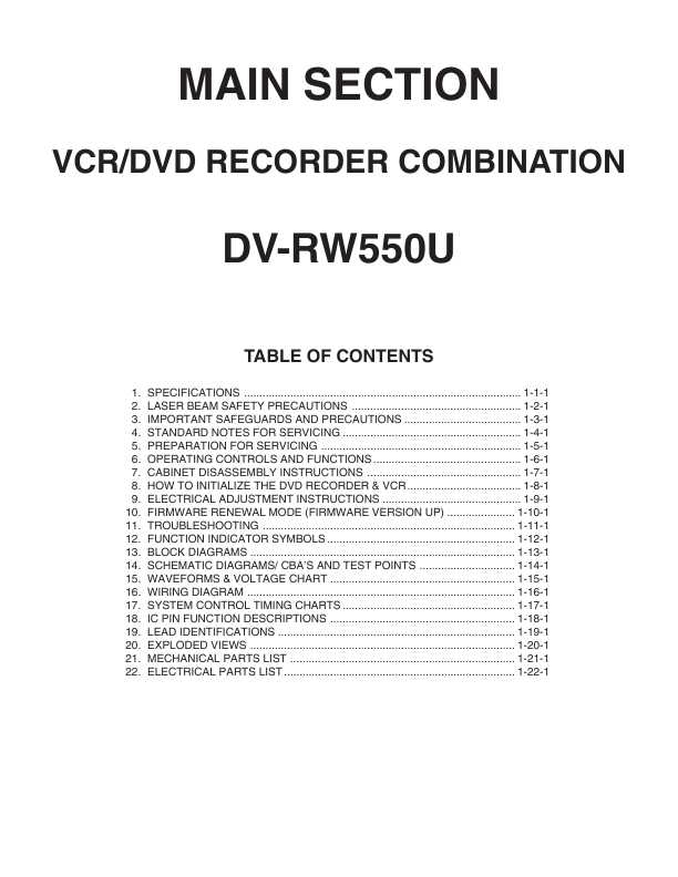 Сервисная инструкция Sharp DV-RW550U
