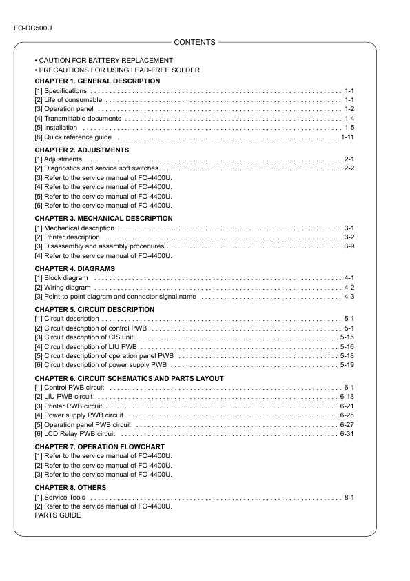 Сервисная инструкция Sharp FO-DC500