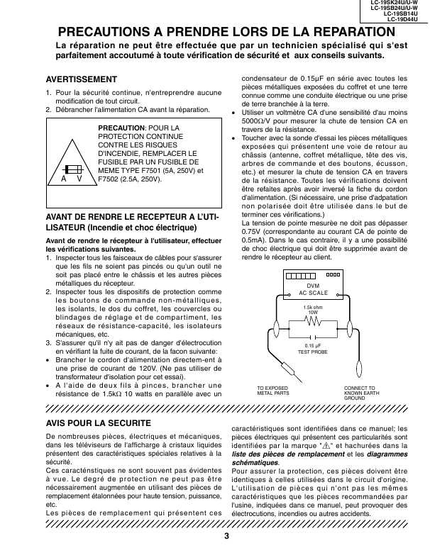 Сервисная инструкция Sharp LC-19SB14U, LC-19SB24U, LC-19SK24U