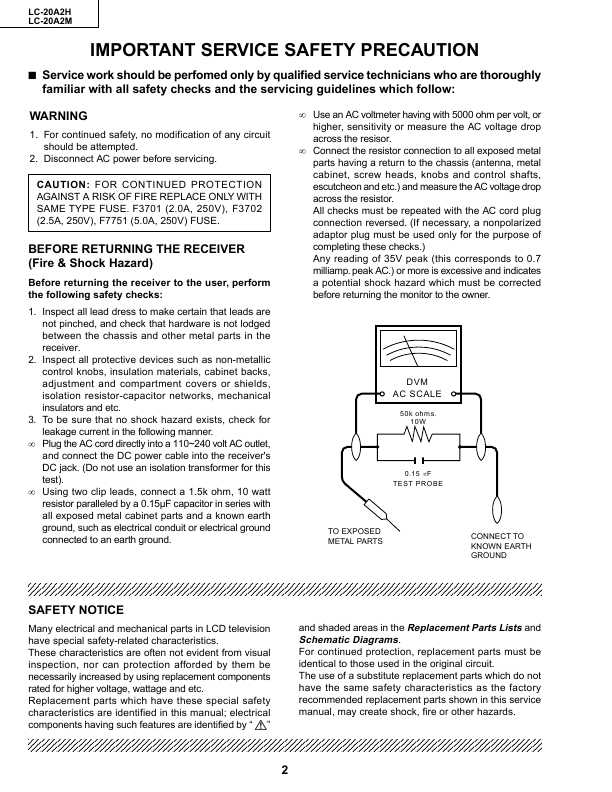 Сервисная инструкция Sharp LC-20A2H, LC-20A2M